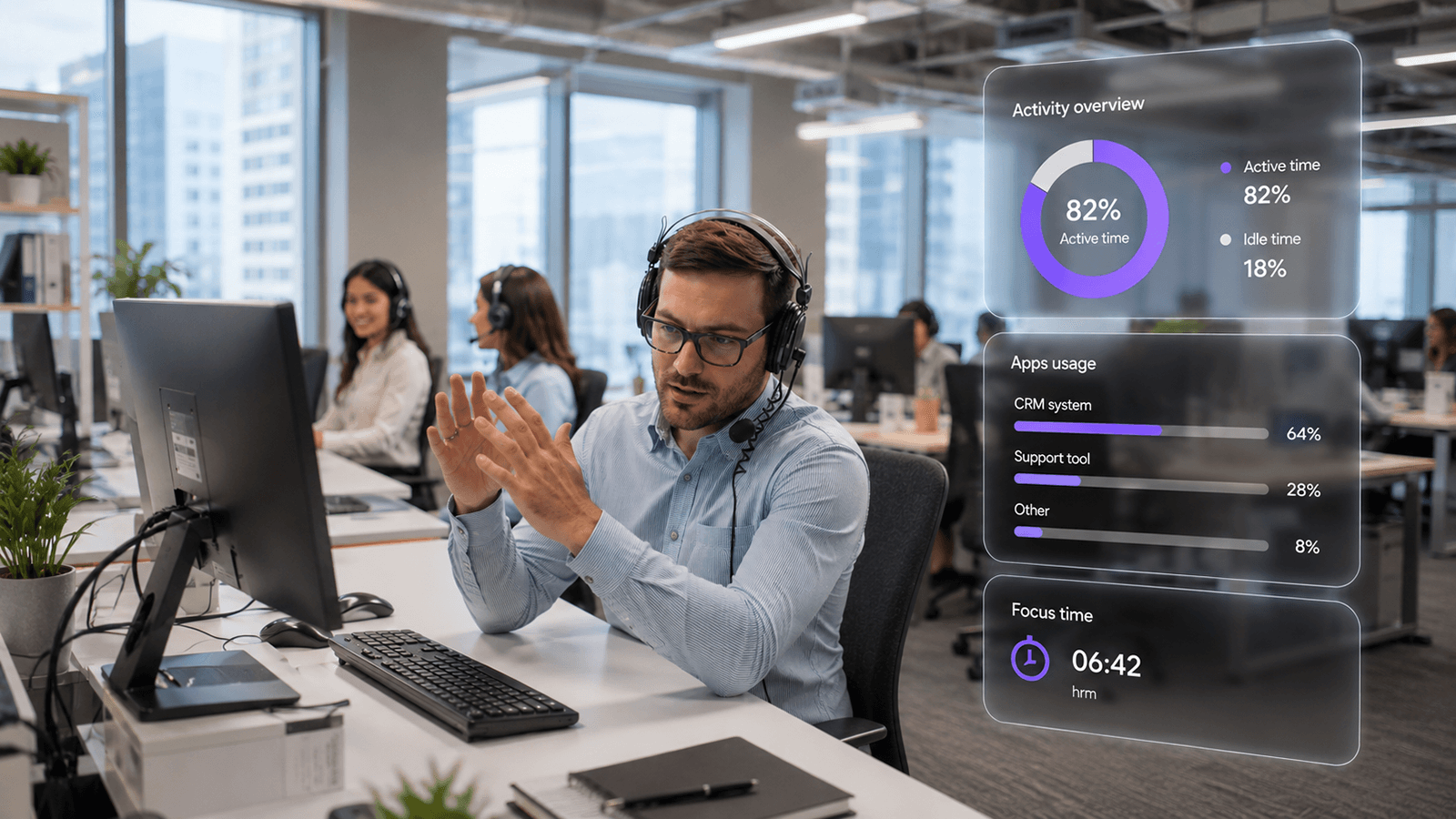 An insurance broker coaching a new starter using scored call recordings instead of a shadow shift