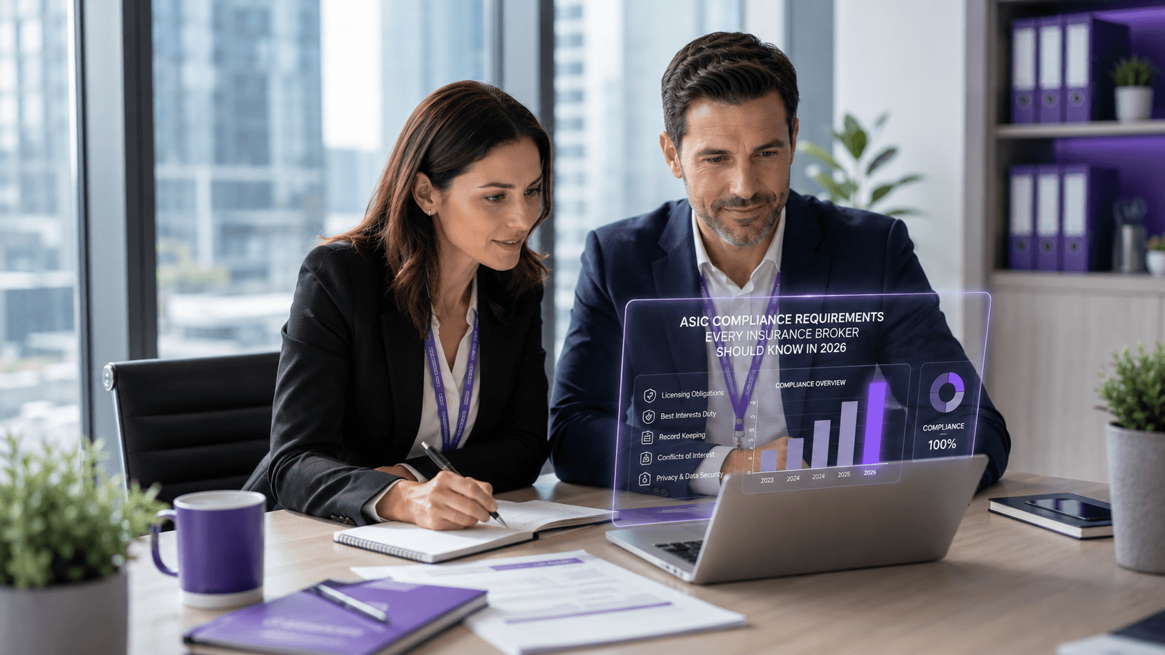 Insurance broker reviewing ASIC compliance requirements and call records for 2026